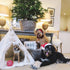 Minicamp Large Dog Teepee Tent In Ecru With Pompoms – Size L